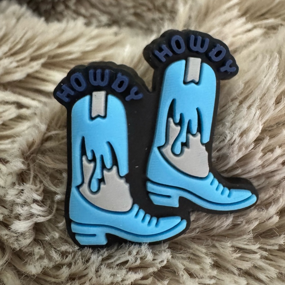 Howdy BLUE Cowboy Boot CROCS Jibbitz Shoe Charm 5/$20